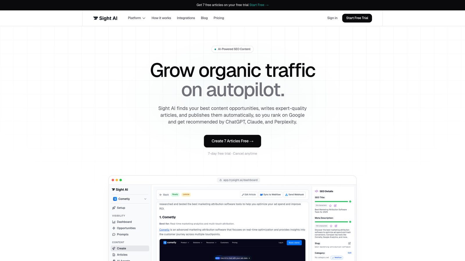 Screenshot of Sight AI website