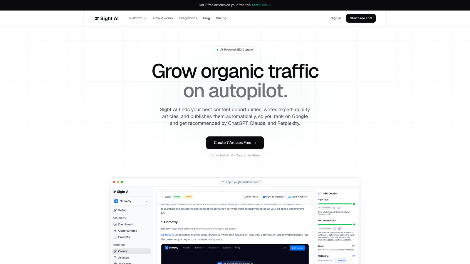 Screenshot of Sight AI website