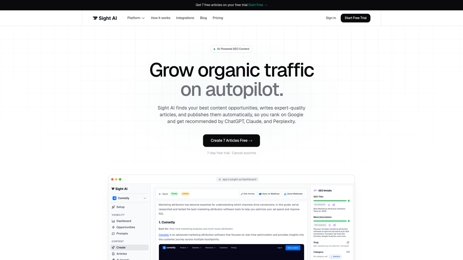 Screenshot of Sight AI website