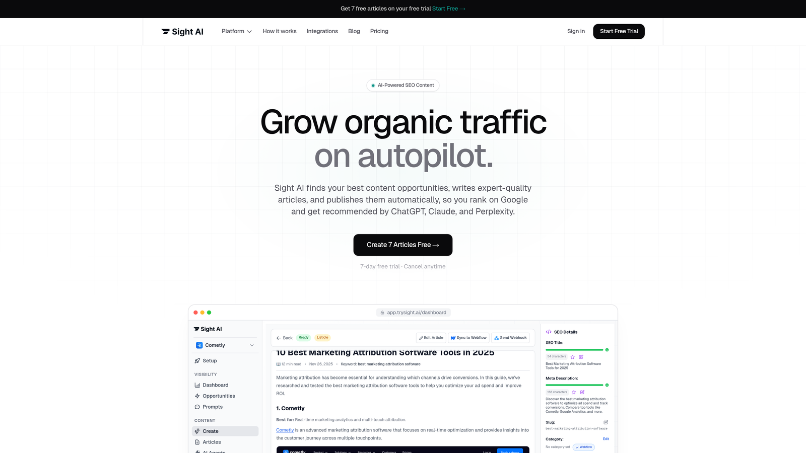Screenshot of Sight AI website