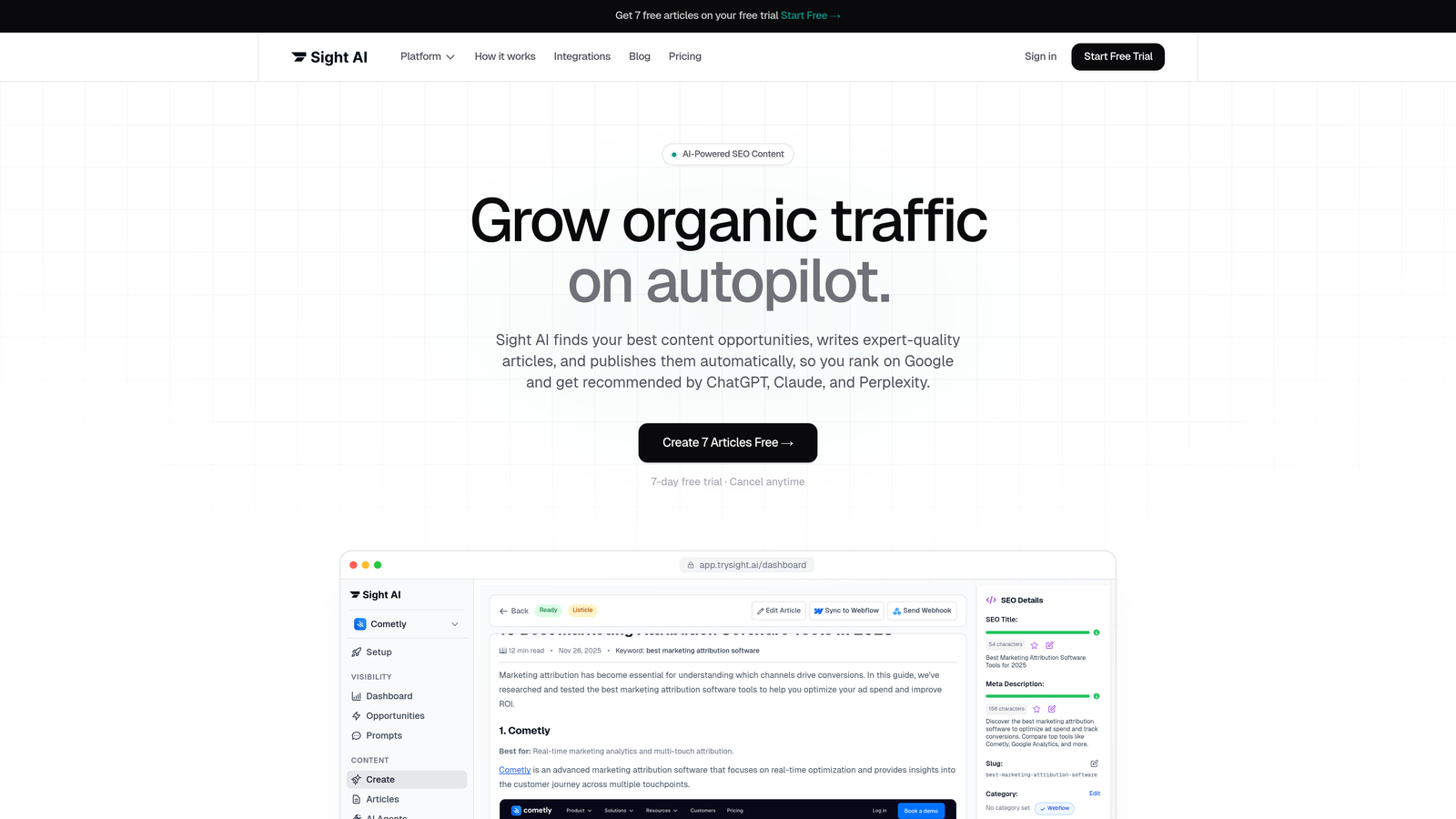 Screenshot of Sight AI website