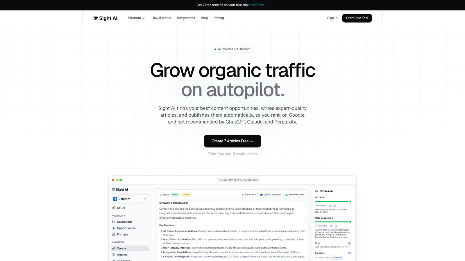 Screenshot of Sight AI website
