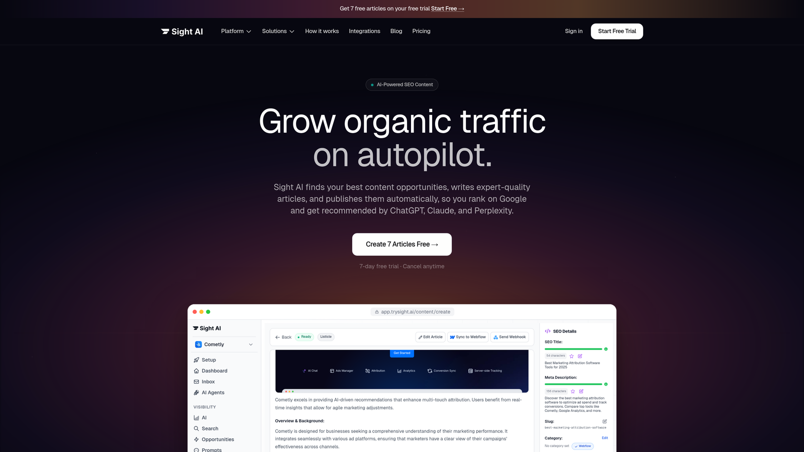 Screenshot of Sight AI website