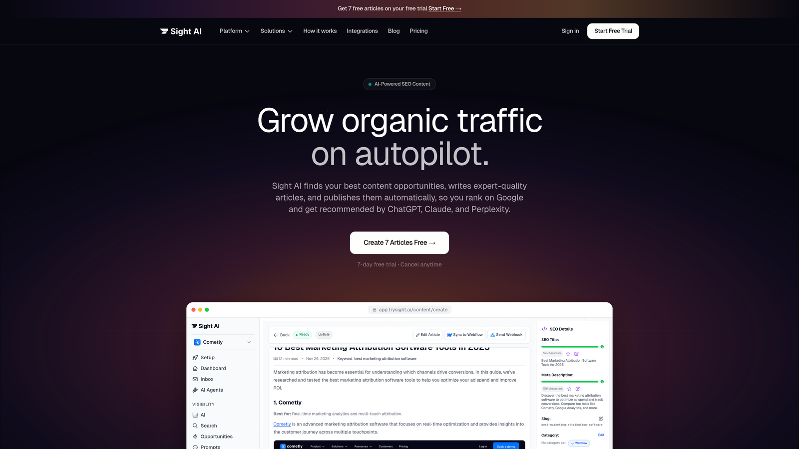 Screenshot of Sight AI website