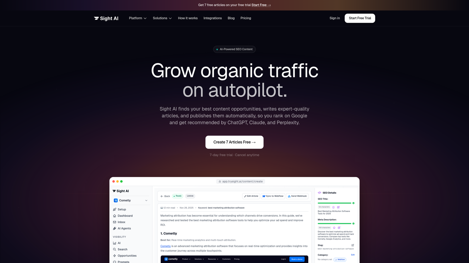 Screenshot of Sight AI website