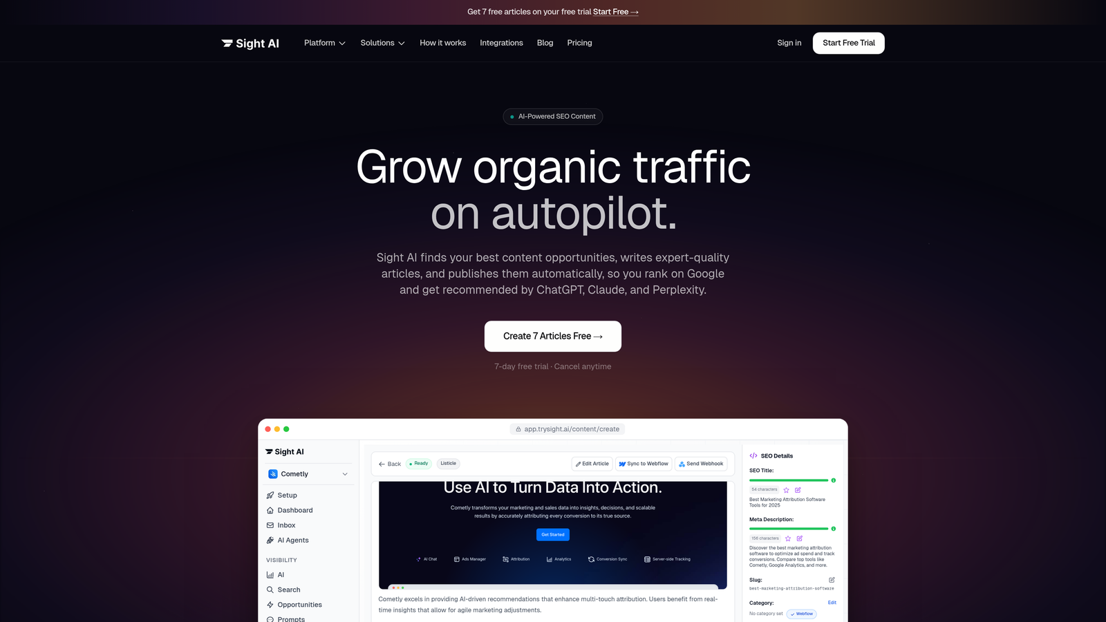 Screenshot of Sight AI website