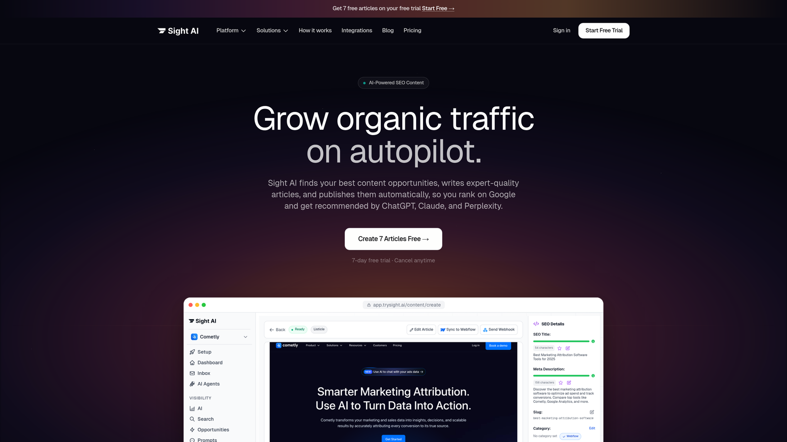 Screenshot of Sight AI website