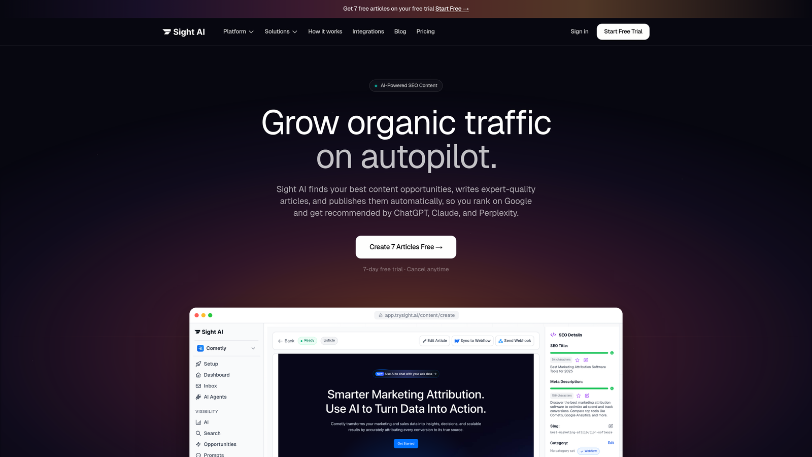 Screenshot of Sight AI website