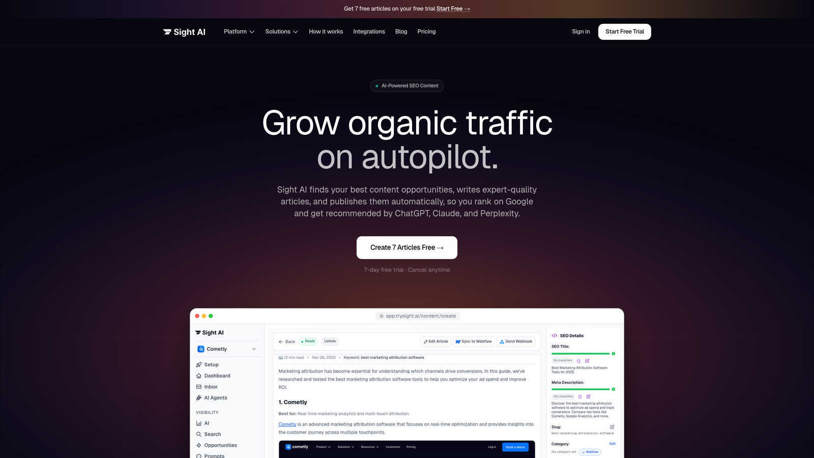 Screenshot of Sight AI website