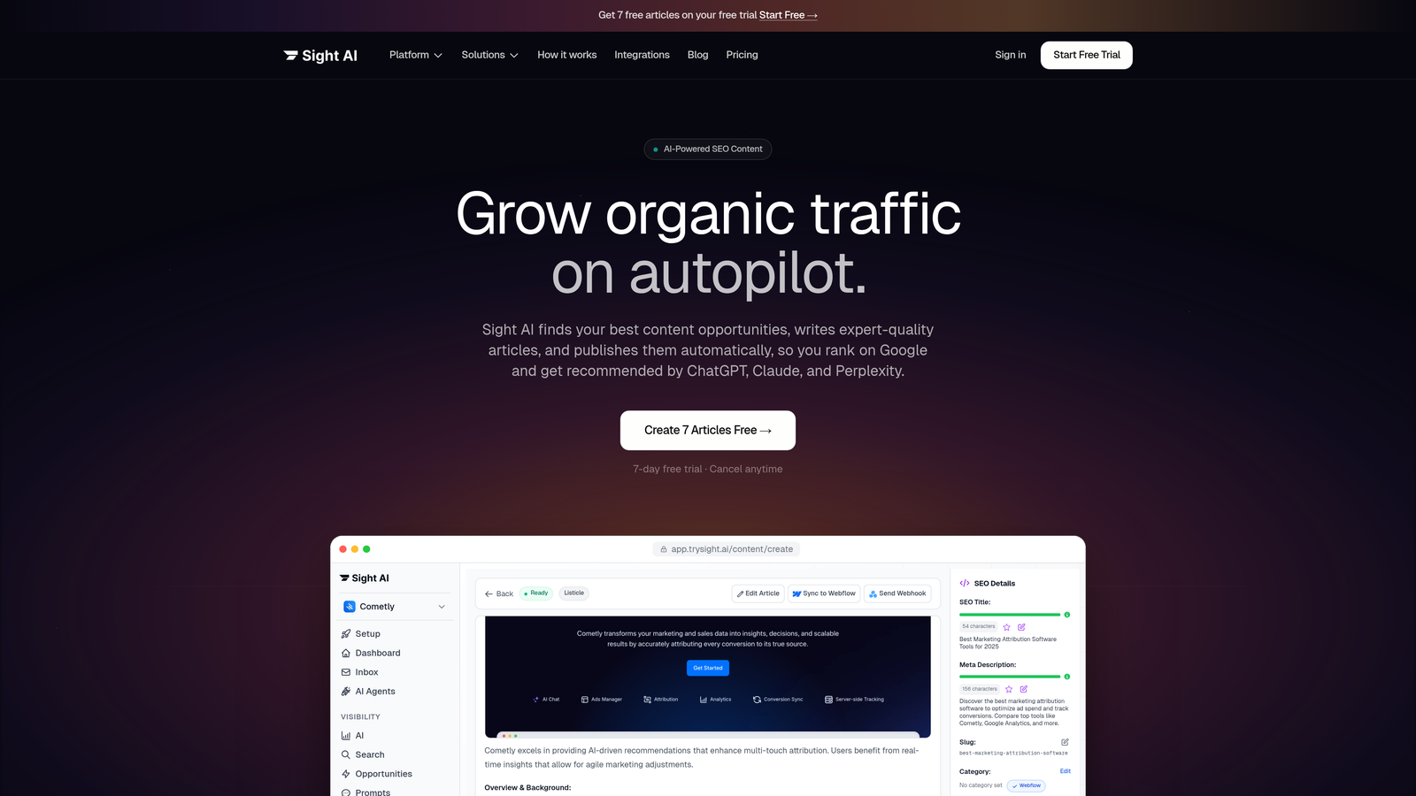 Screenshot of Sight AI website