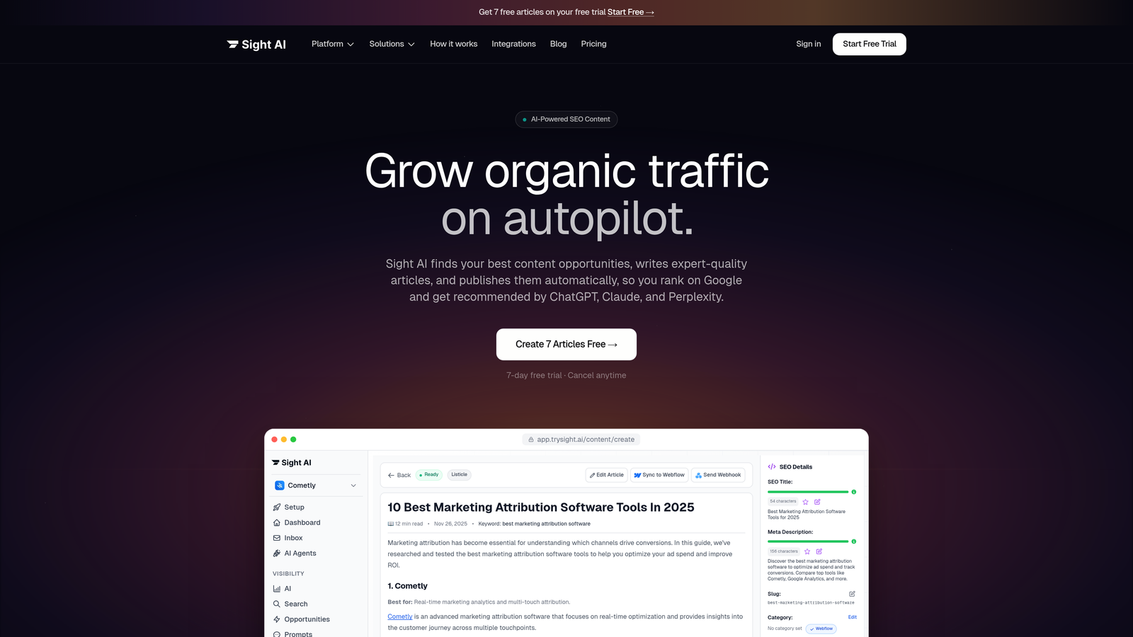 Screenshot of Sight AI website