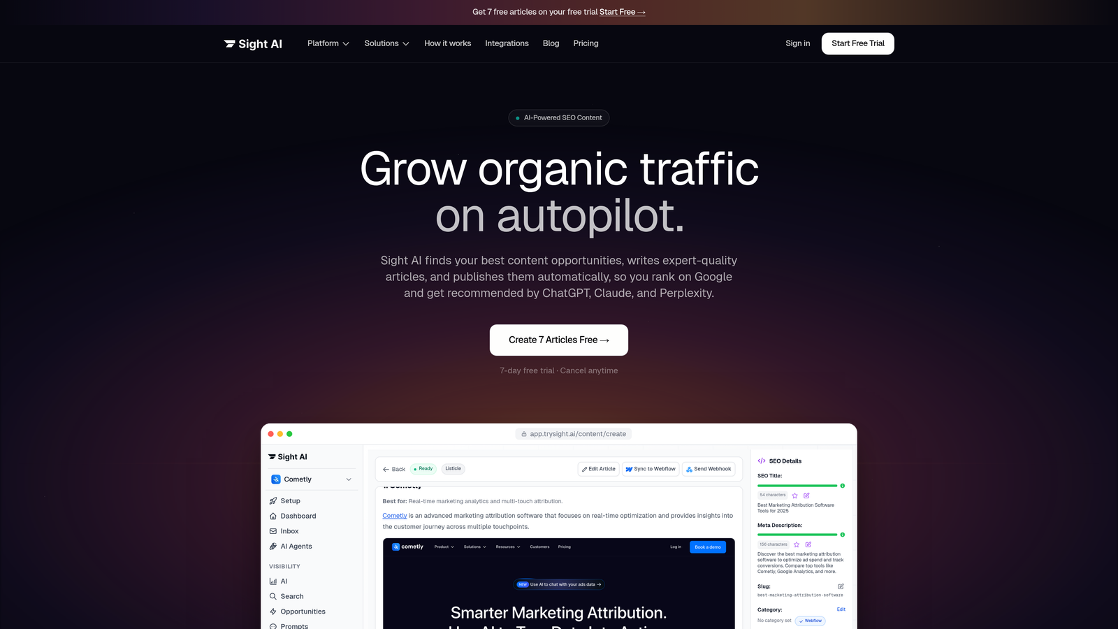 Screenshot of Sight AI website