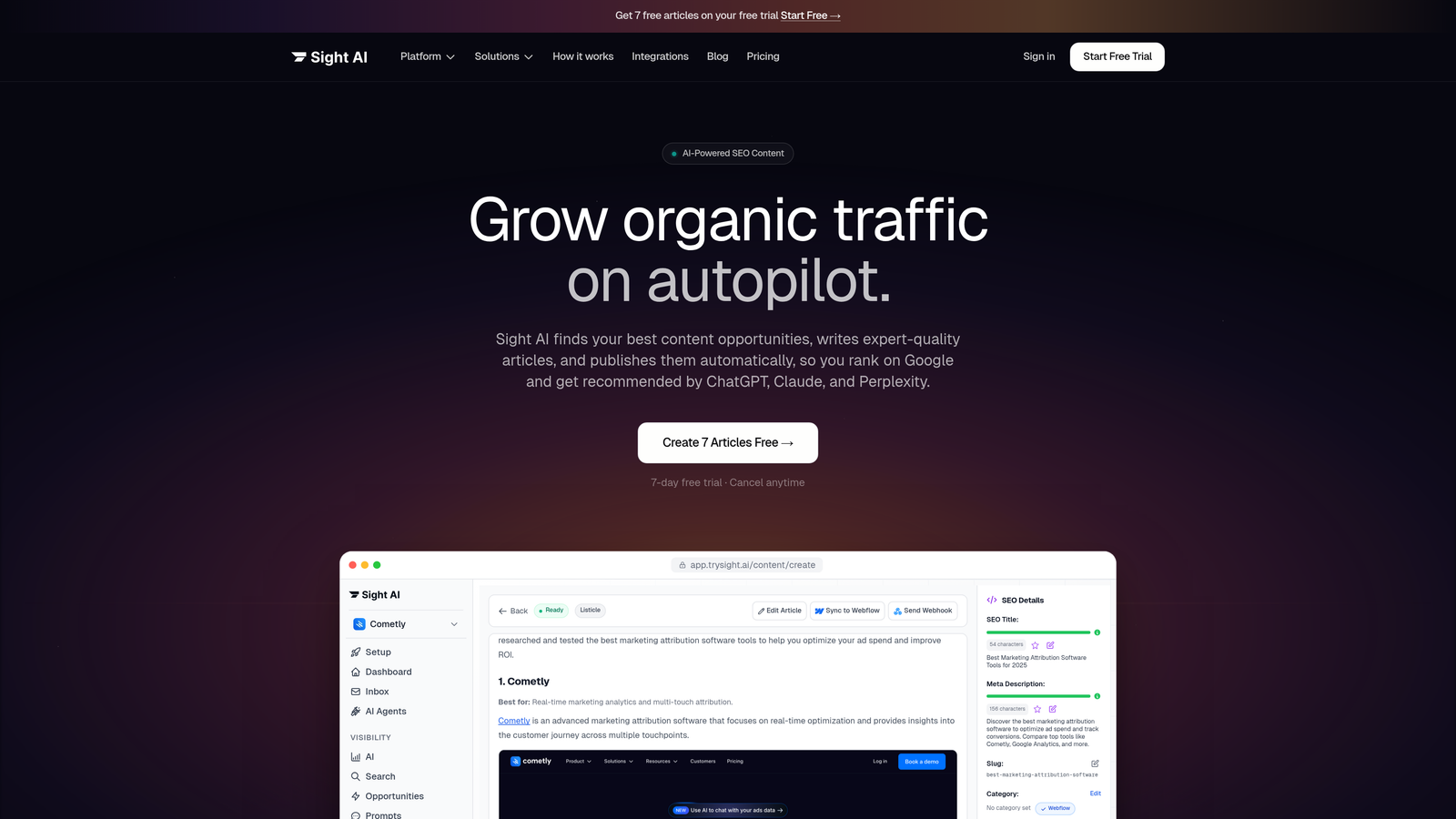 Screenshot of Sight AI website