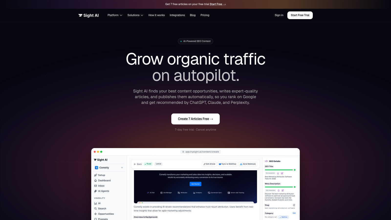 Screenshot of Sight AI website