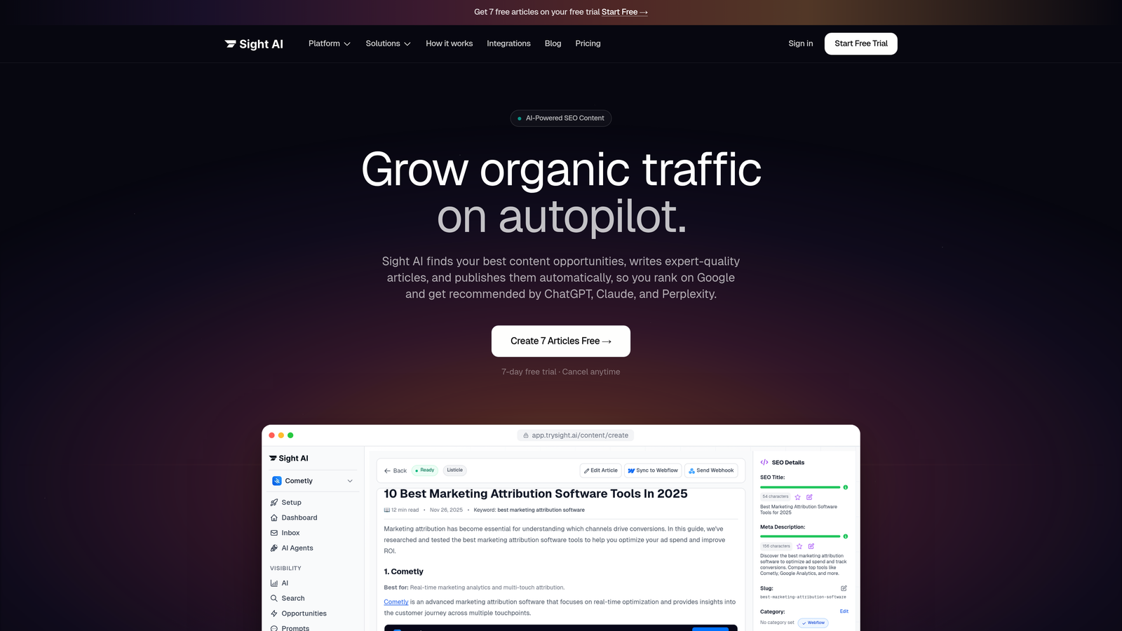 Screenshot of Sight AI website