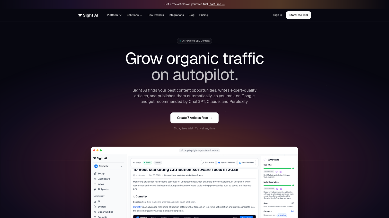 Screenshot of Sight AI website
