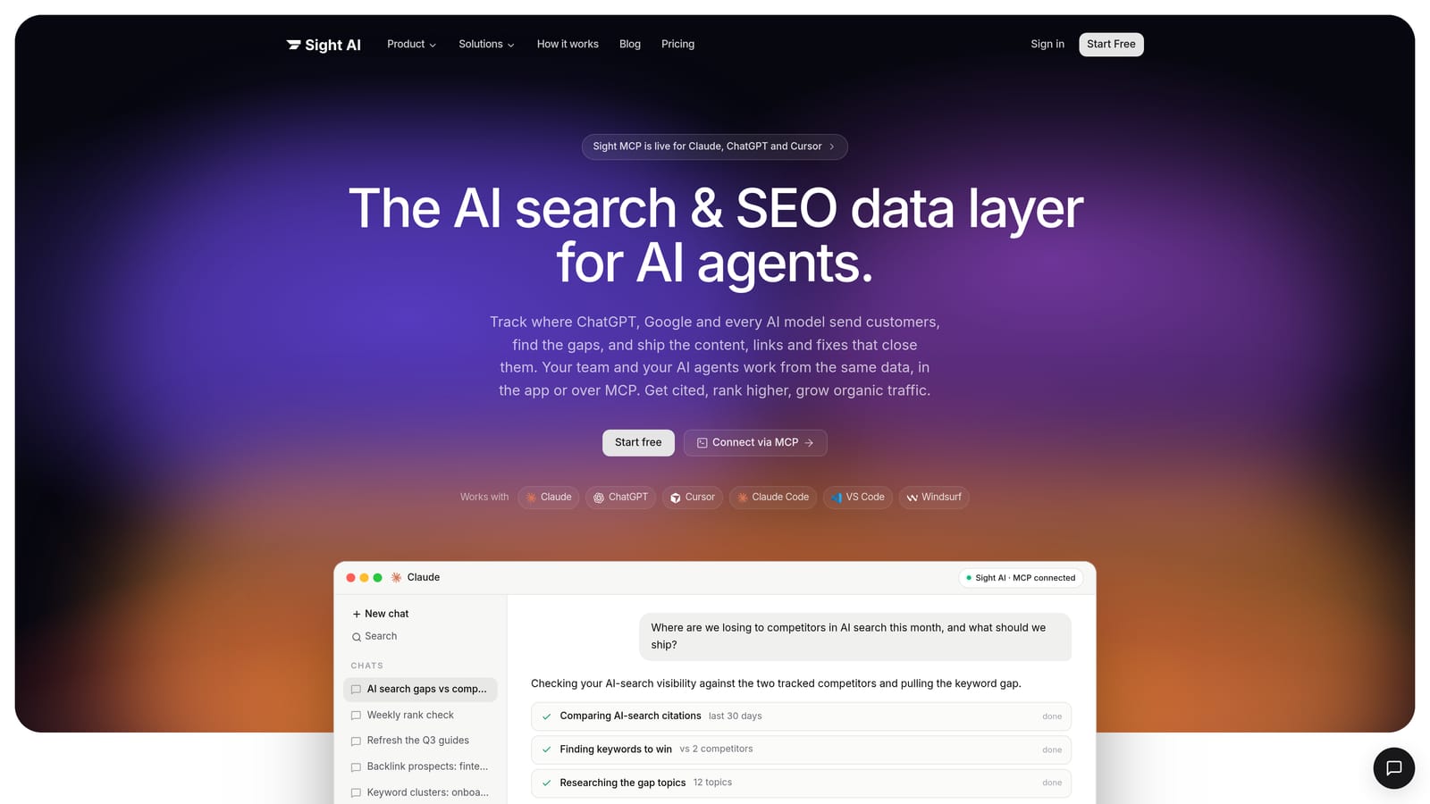 Screenshot of Sight AI website