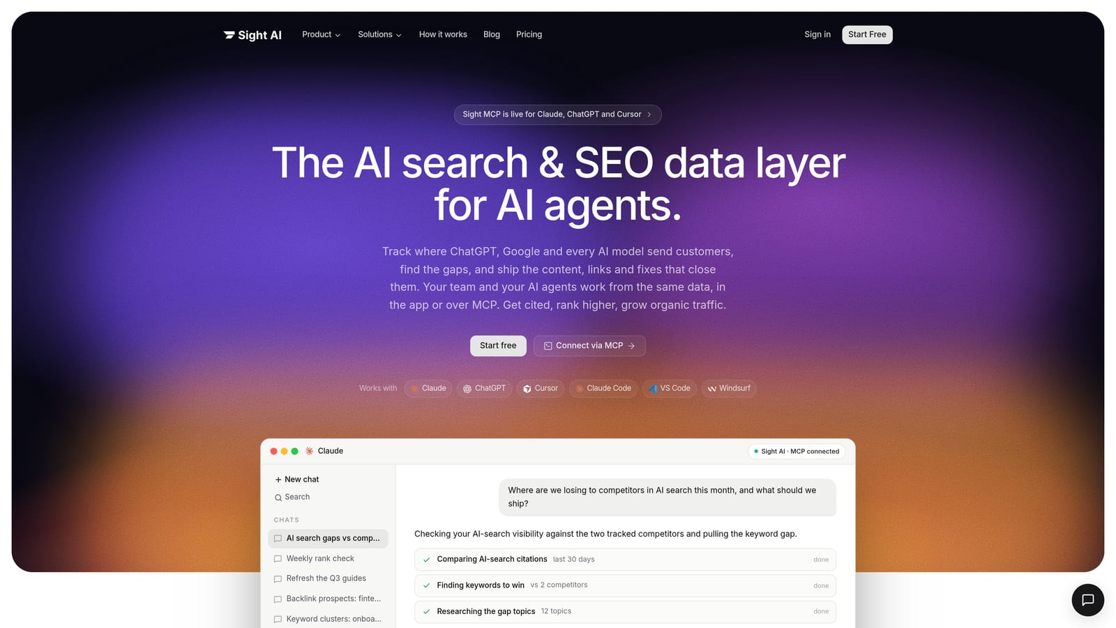Screenshot of Sight AI website