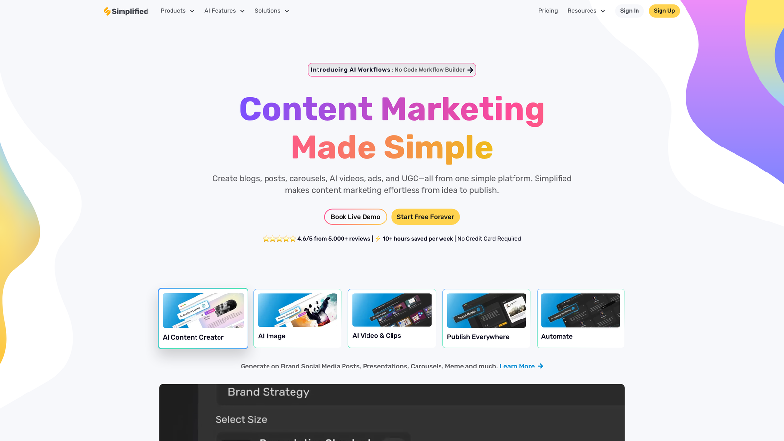 Screenshot of Simplified website homepage