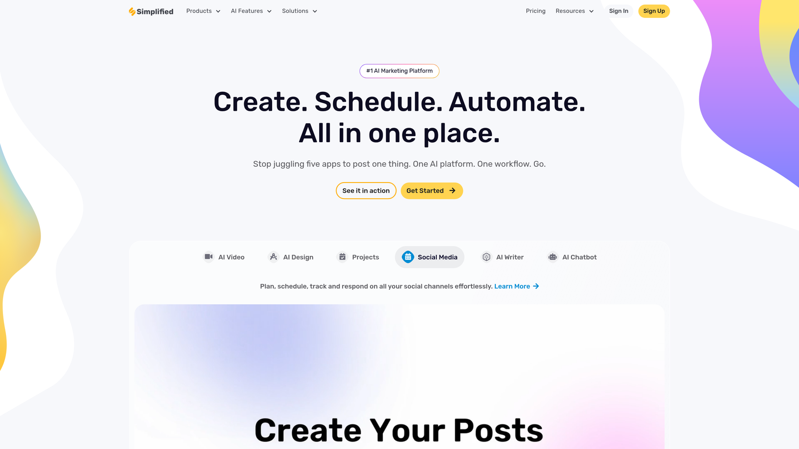 Screenshot of Simplified website
