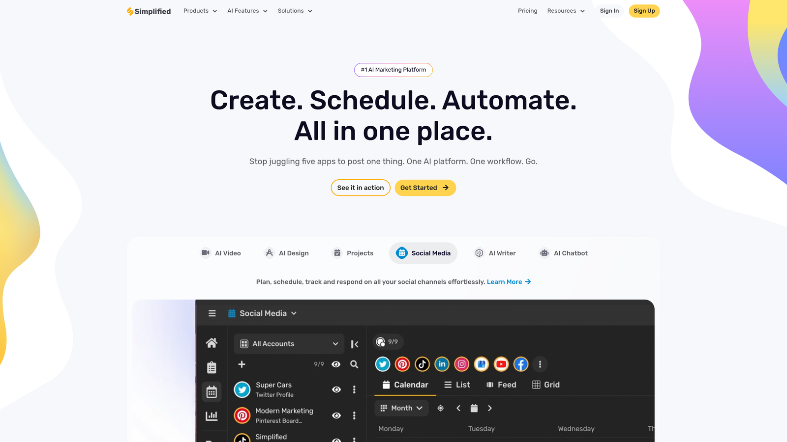 Screenshot of Simplified website