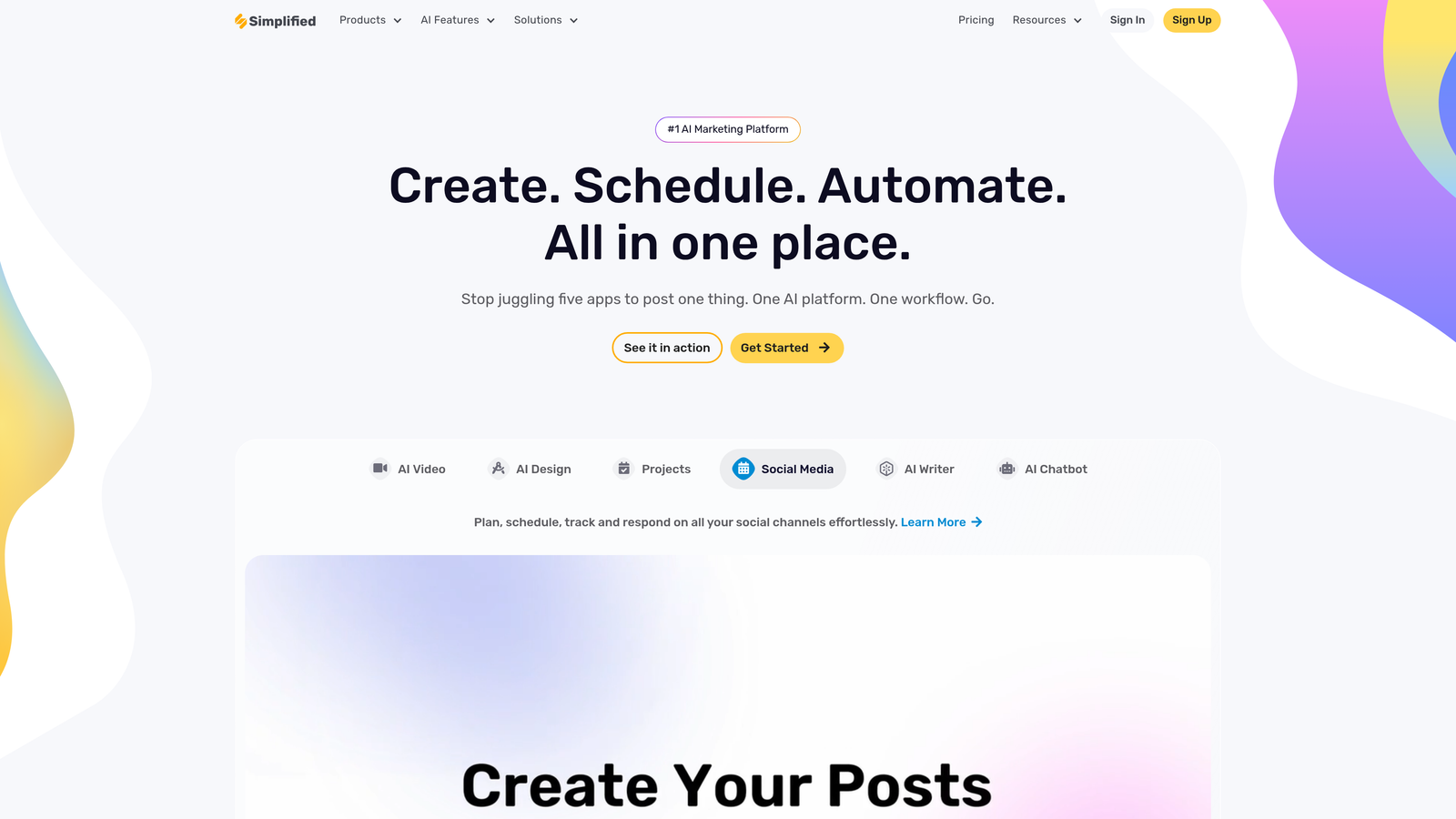 Screenshot of Simplified website