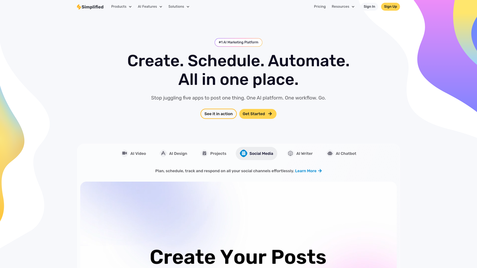 Screenshot of Simplified website