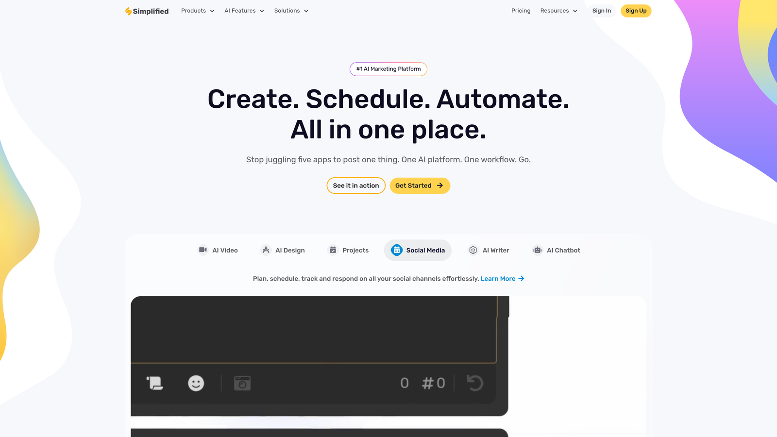 Screenshot of Simplified website