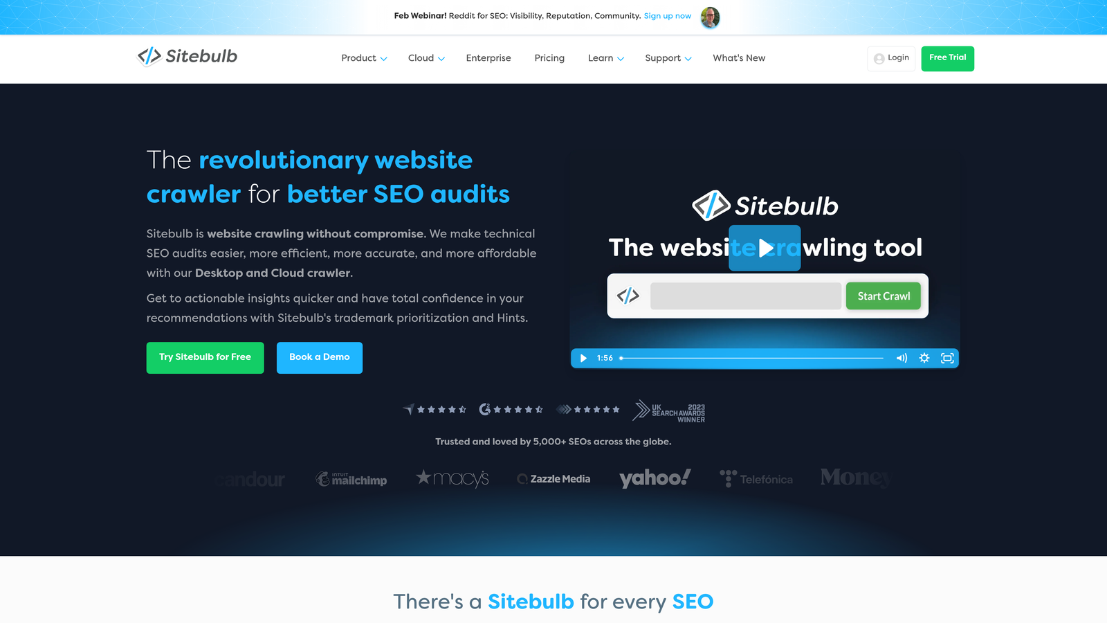 Screenshot of Sitebulb website