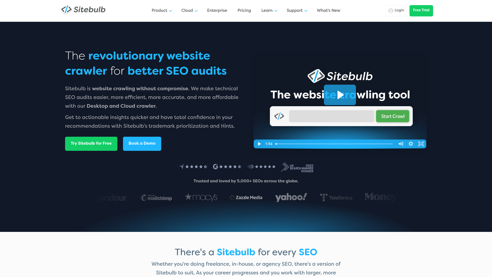 Screenshot of Sitebulb website