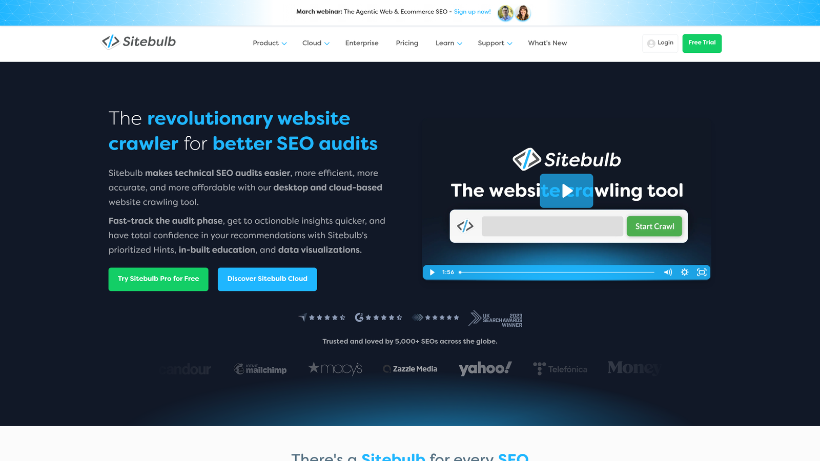Screenshot of Sitebulb website