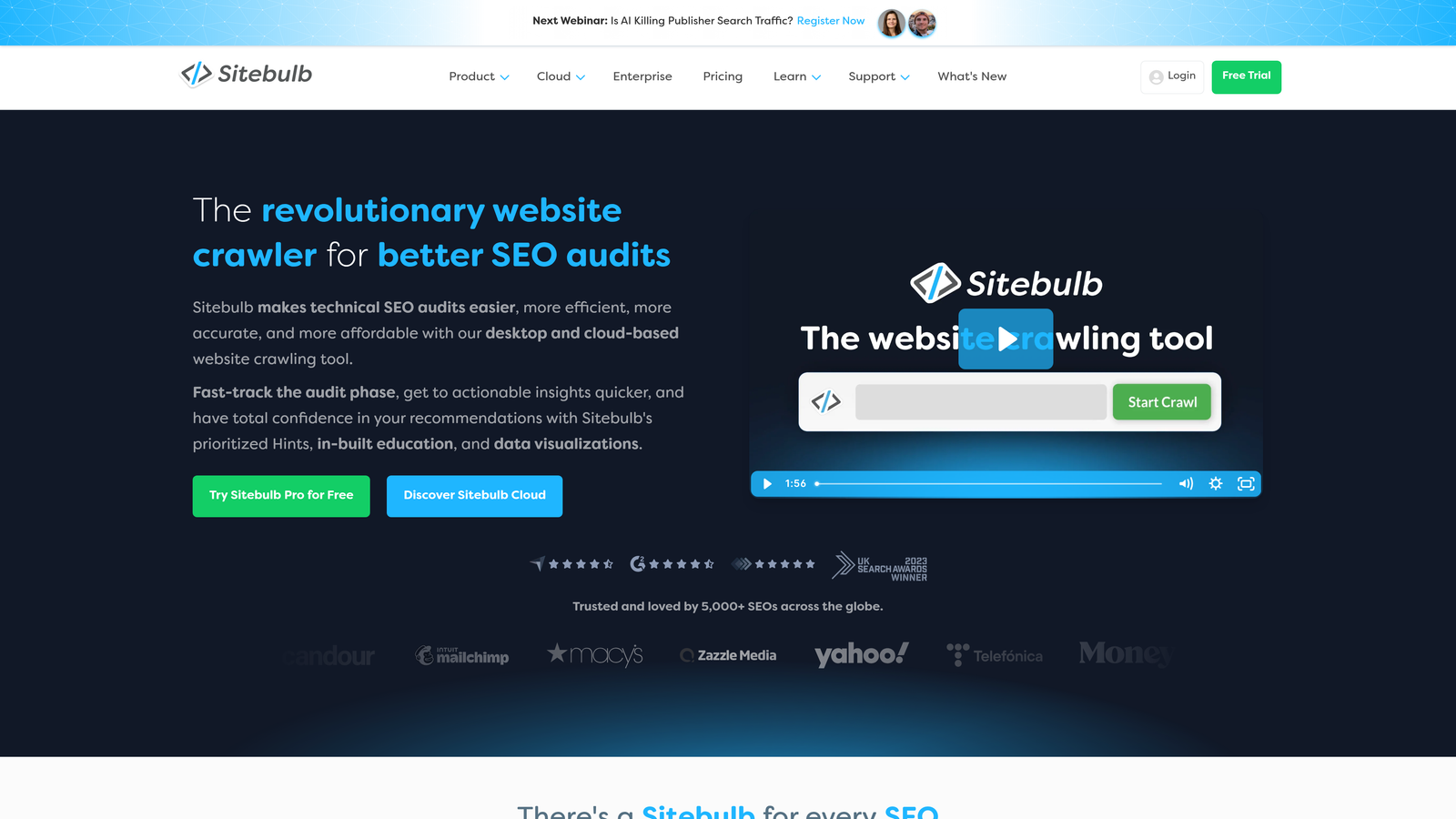 Screenshot of Sitebulb website