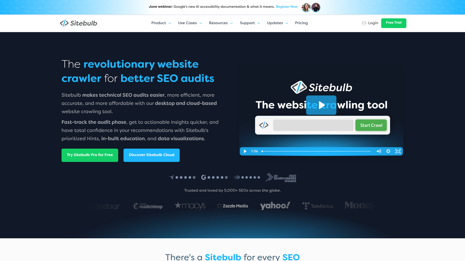 Screenshot of Sitebulb website