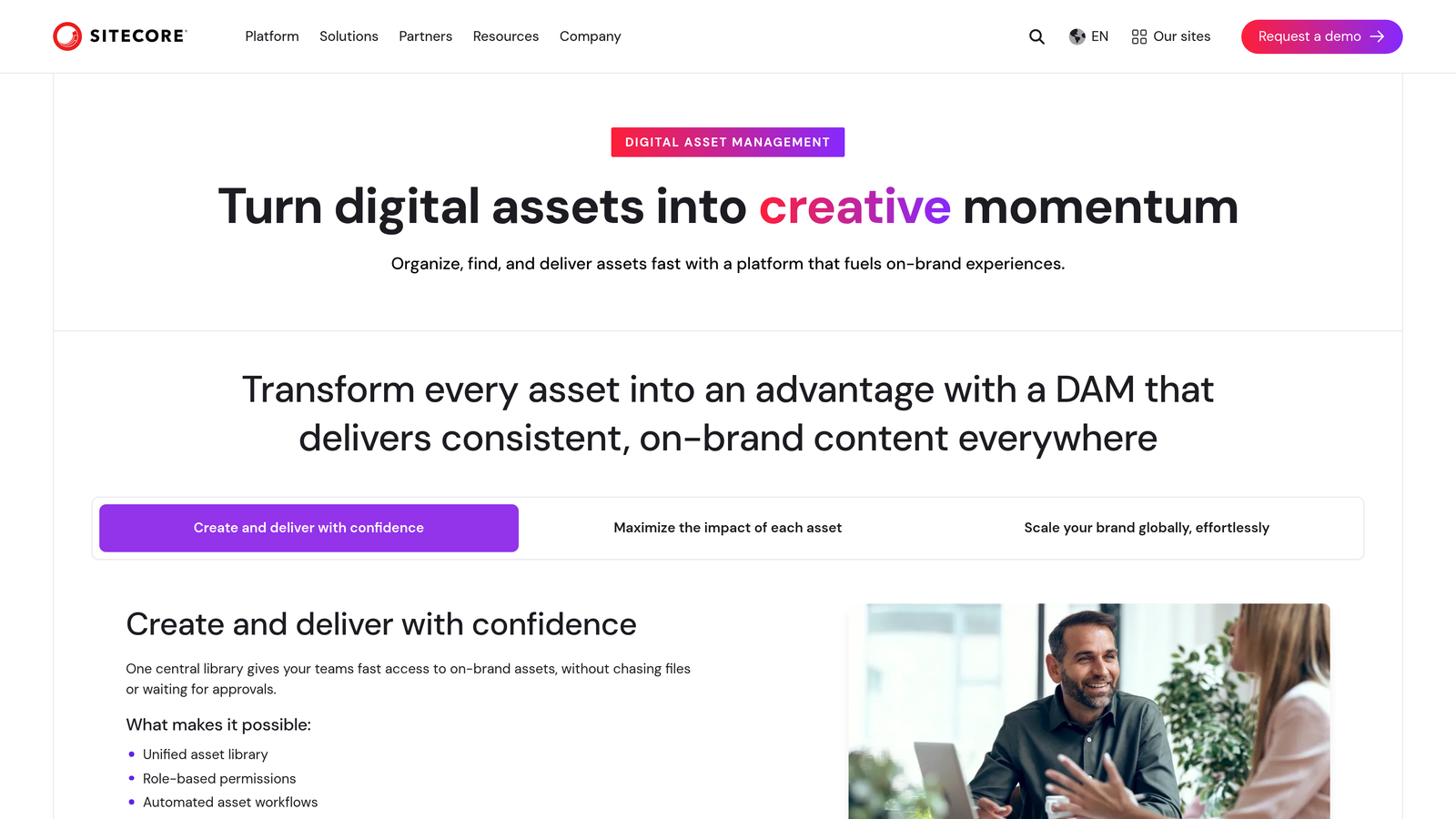 Screenshot of Sitecore Content Hub website