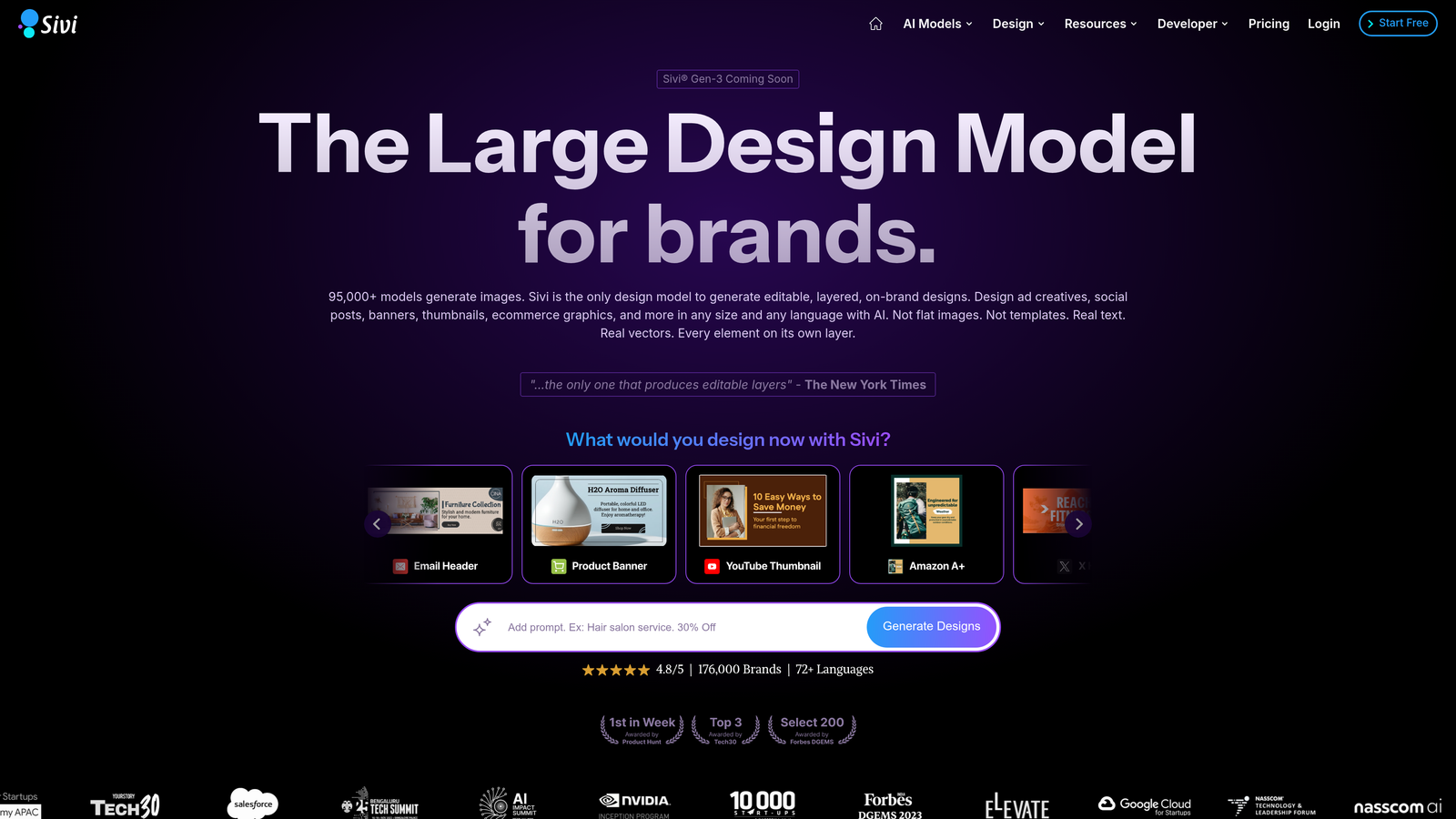 Screenshot of Sivi AI website