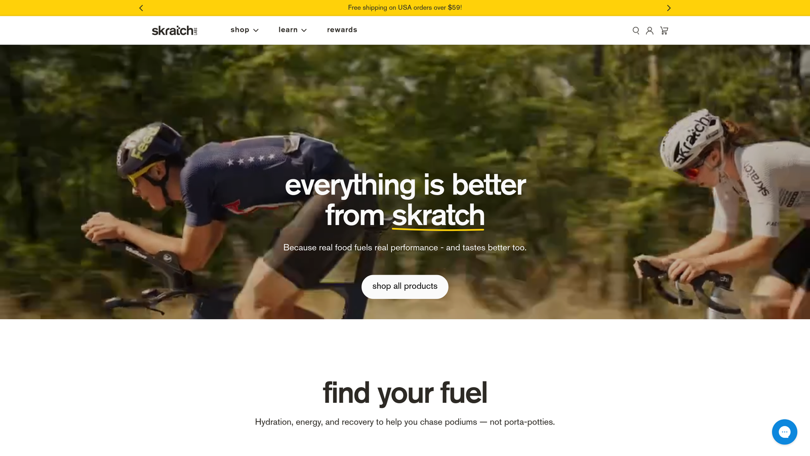 Screenshot of Skratch Labs Sport Hydration Drink Mix website