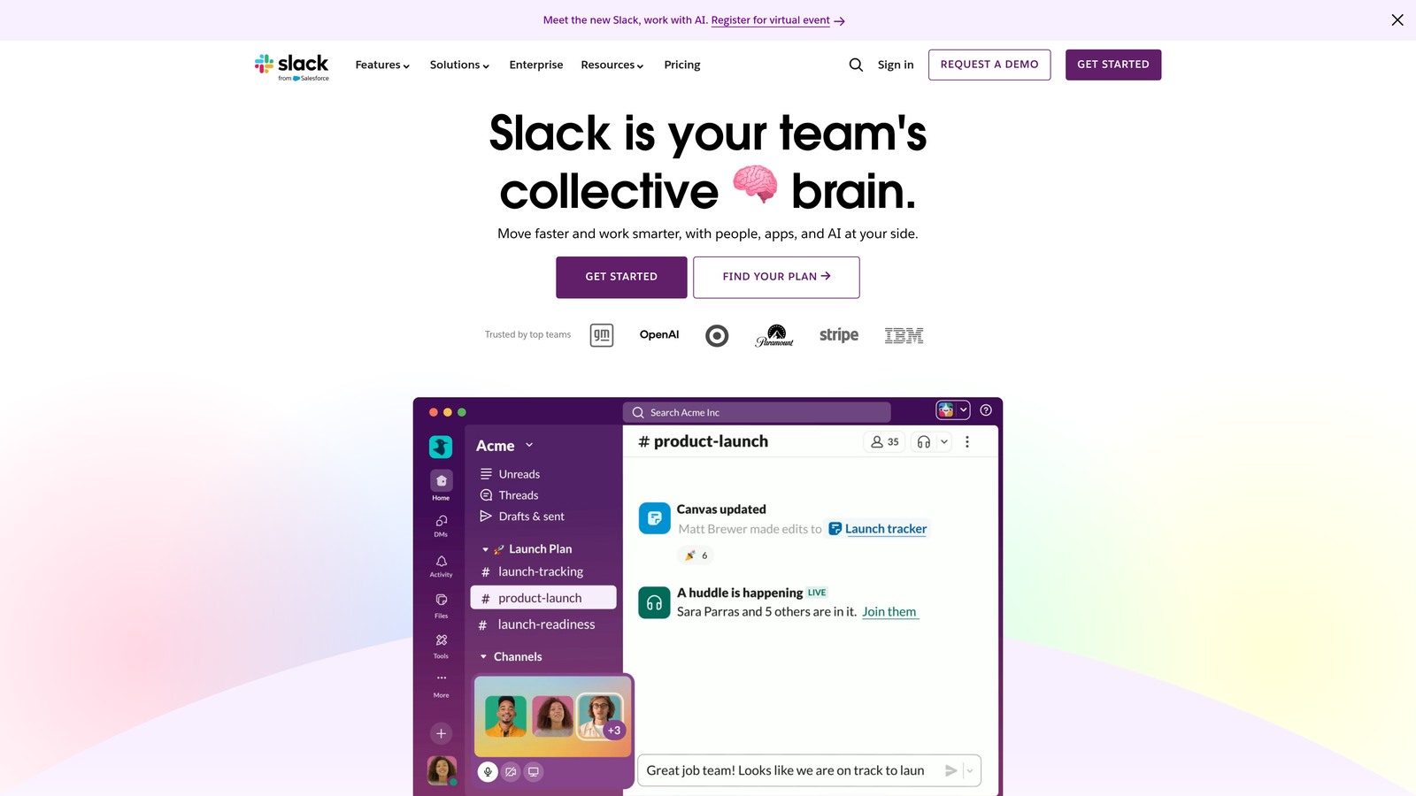 Screenshot of Slack + CRM Integrations website