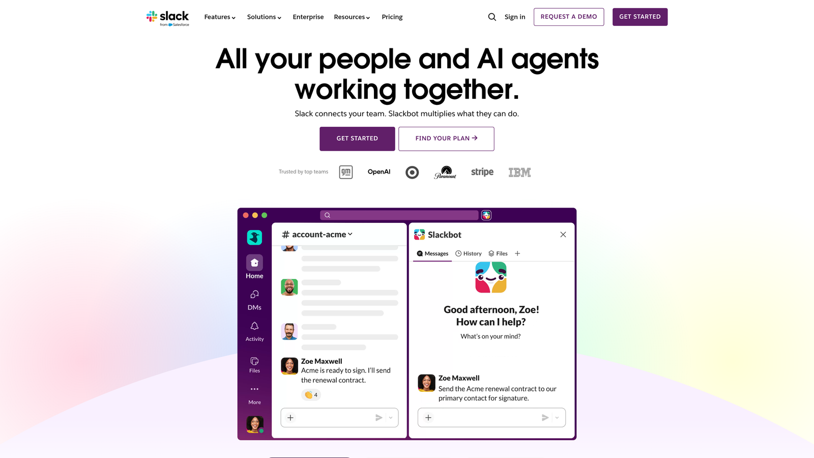 Screenshot of Slack website