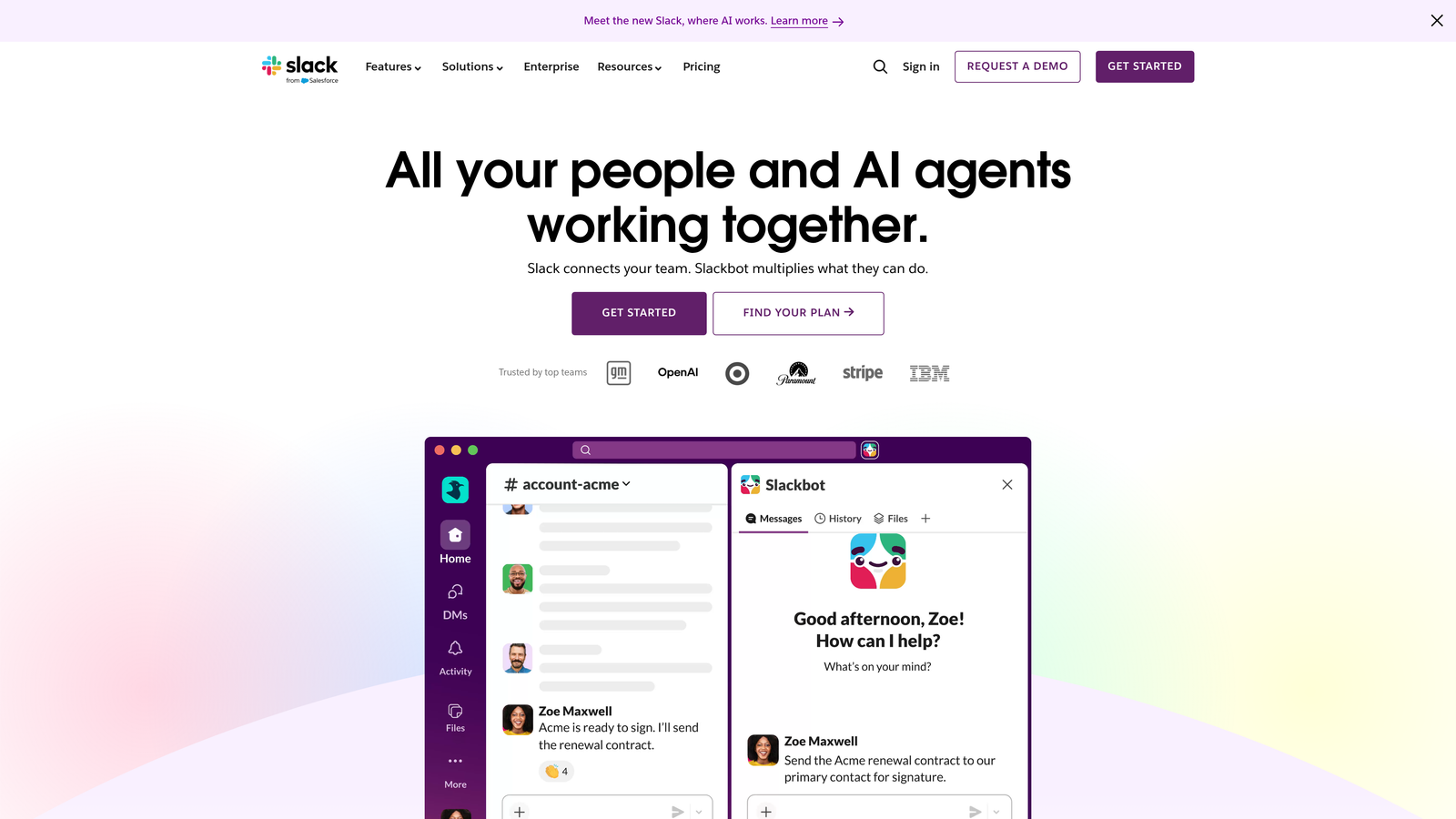 Screenshot of Slack website