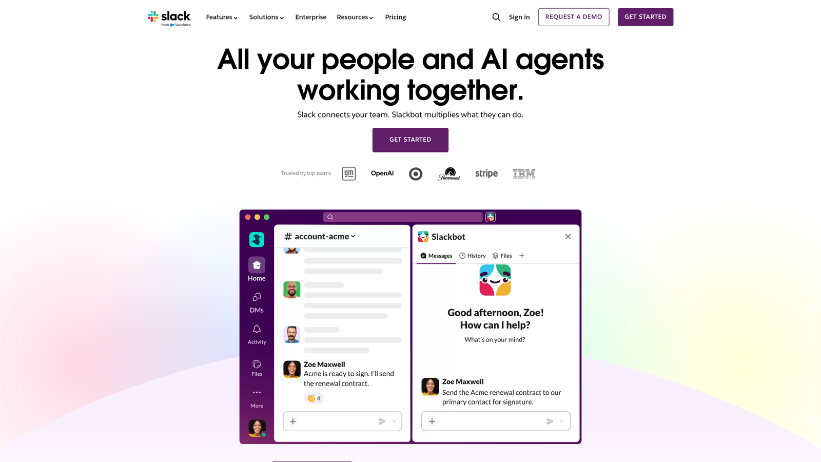 Screenshot of Slack website