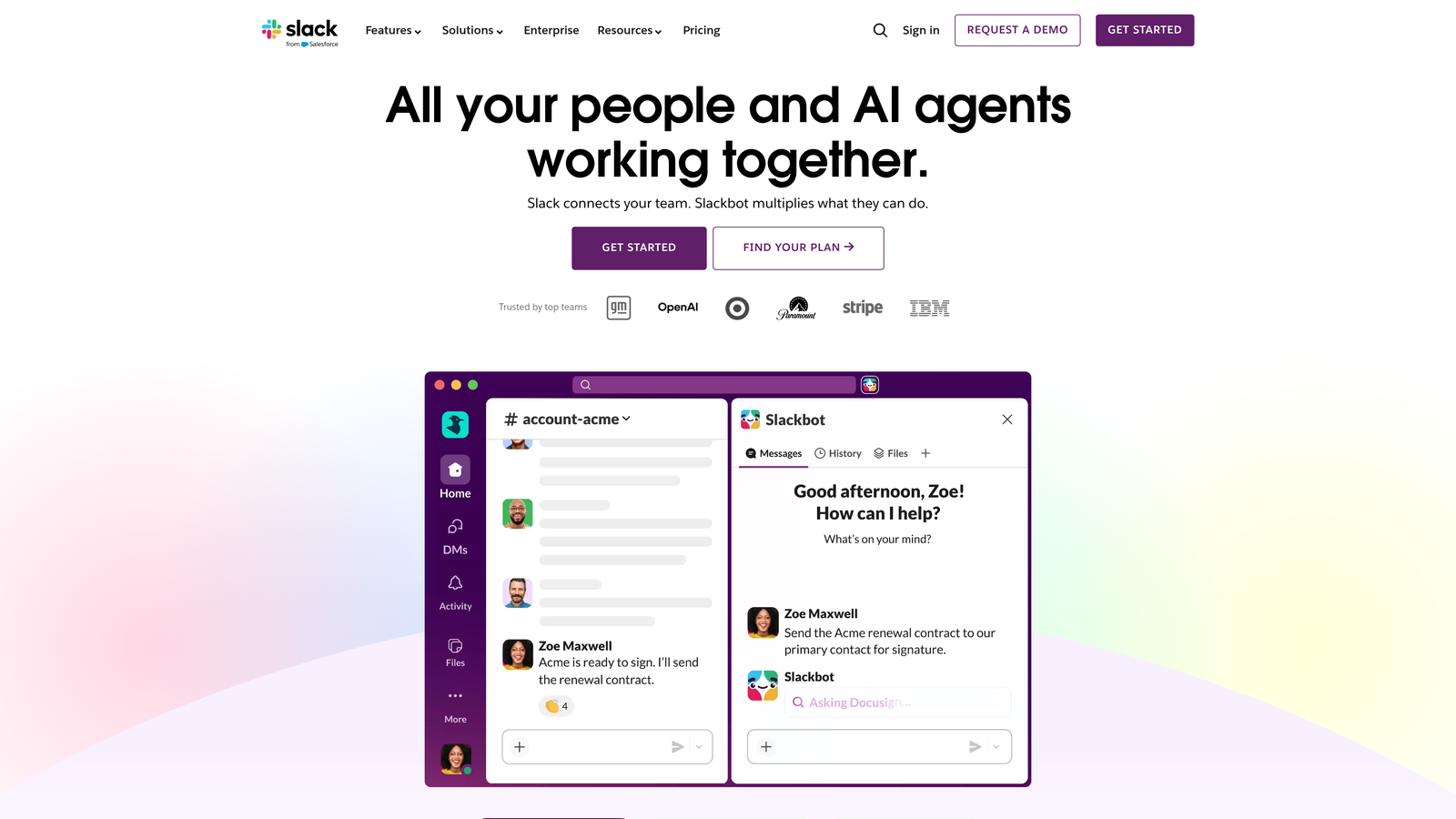 Screenshot of Slack website