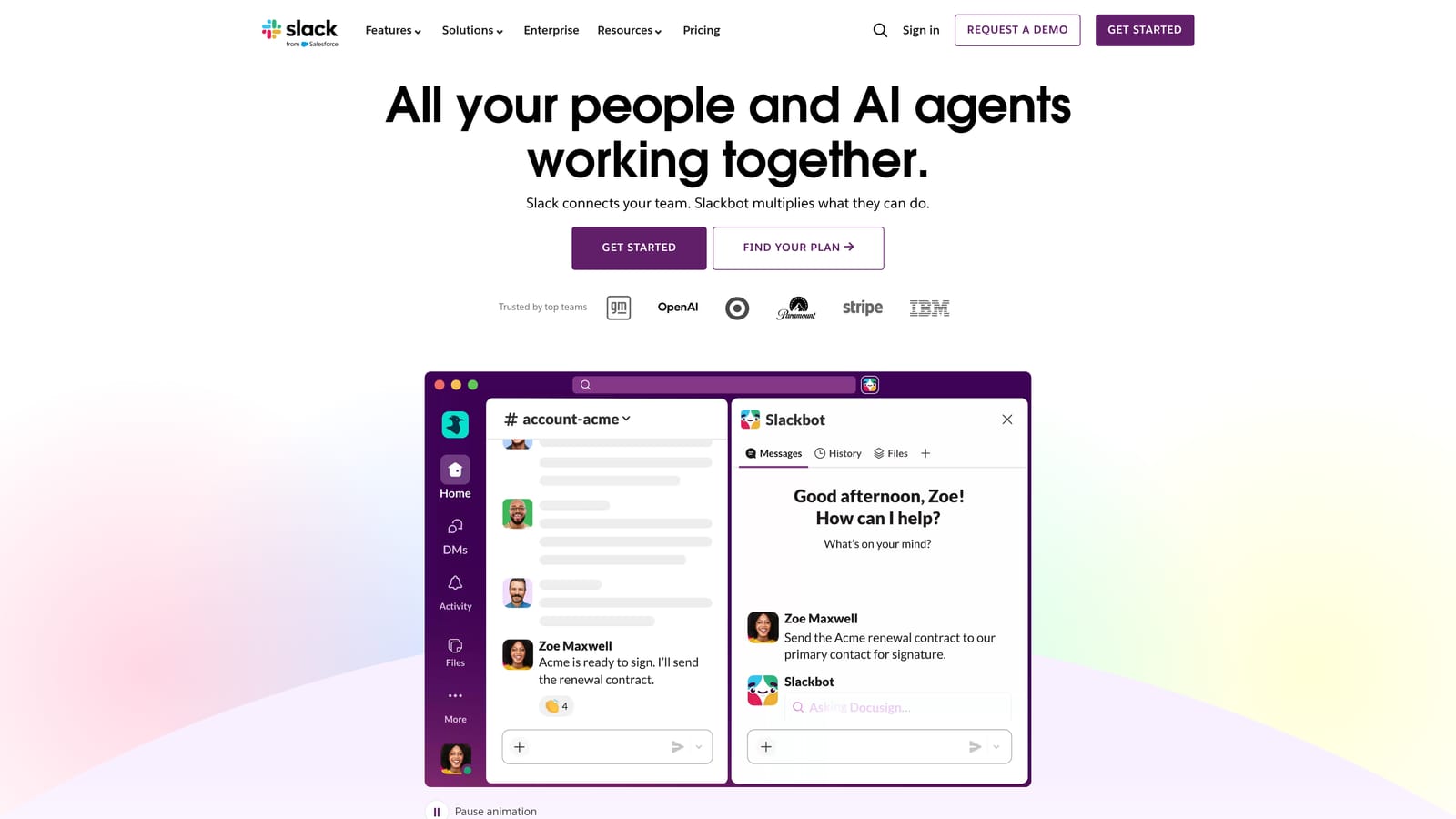 Screenshot of Slack website