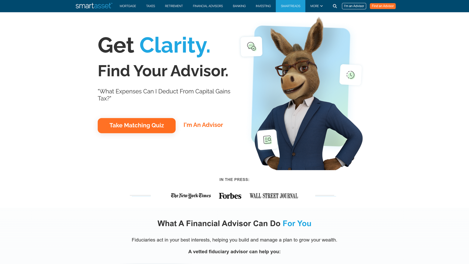 Screenshot of SmartAsset website