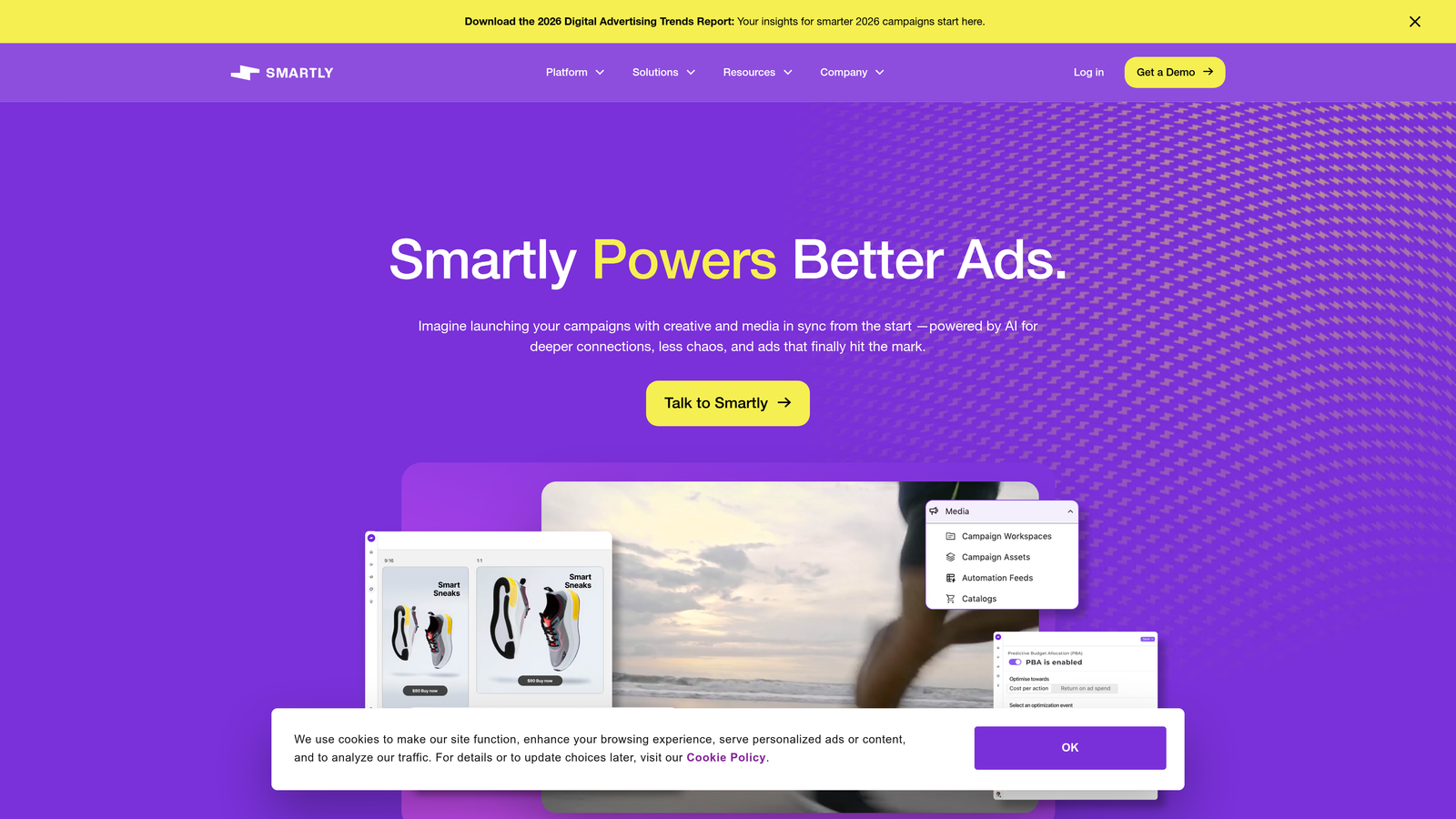 Screenshot of Smartly.io website homepage