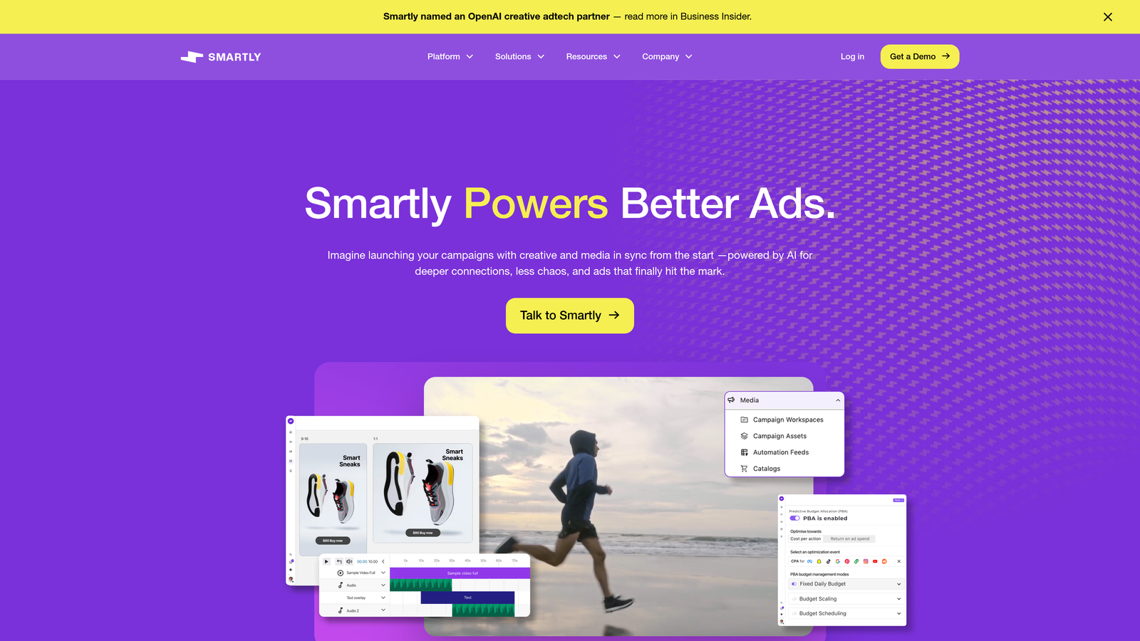 Screenshot of Smartly.io website