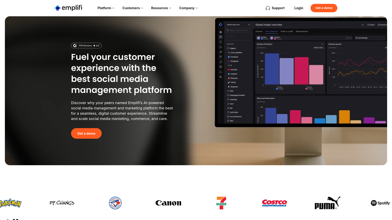 Screenshot of Socialbakers website homepage