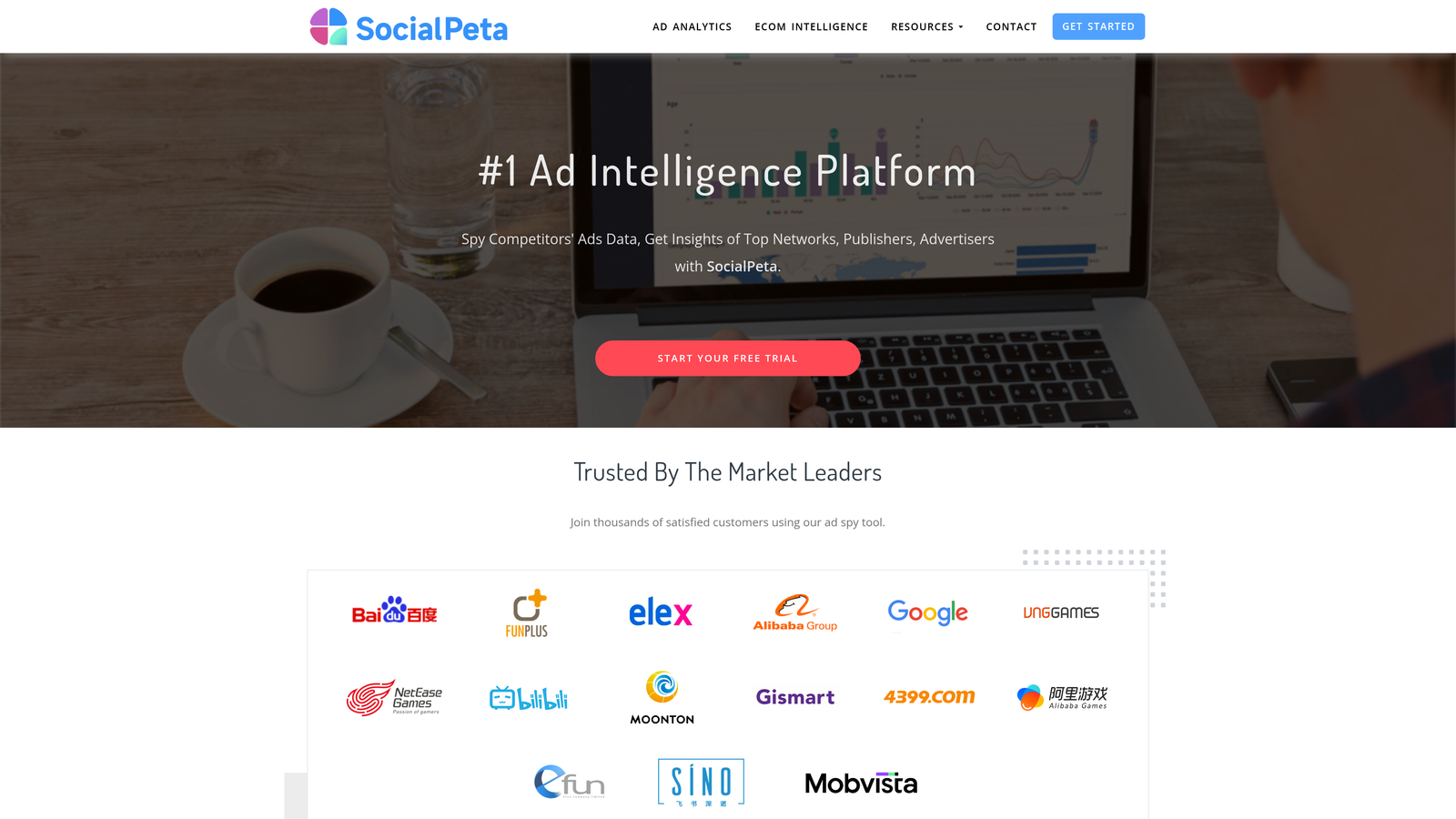 Screenshot of SocialPeta website