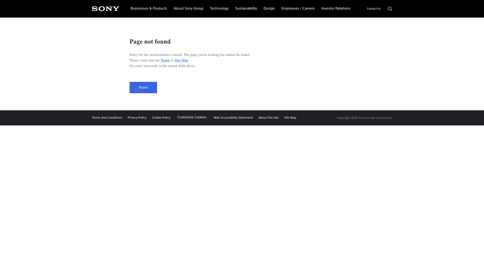 Screenshot of Sony FX6 website
