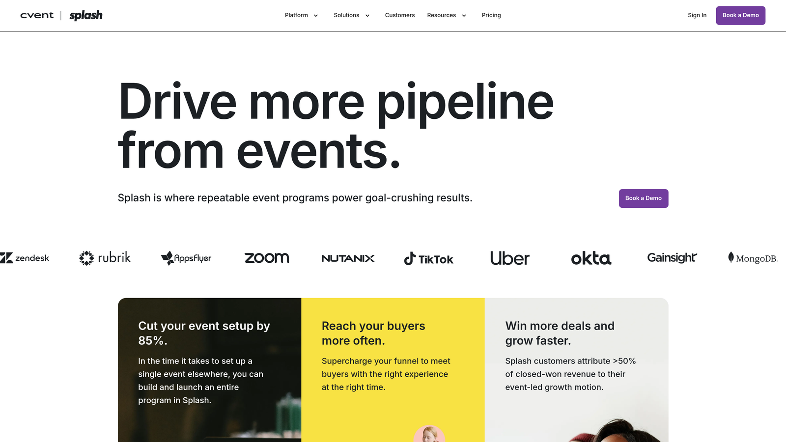 Screenshot of Splash website