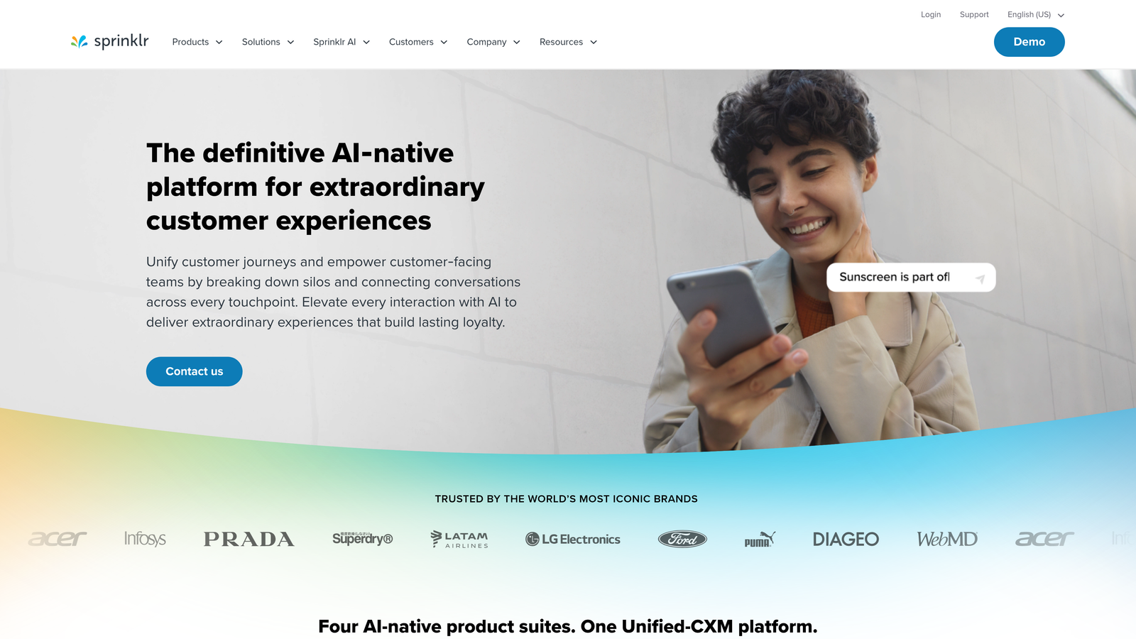 Screenshot of Sprinklr AI Monitoring website